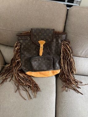 Louis Vuitton Monogram Fringe Backpack – Custom Boho Western Style